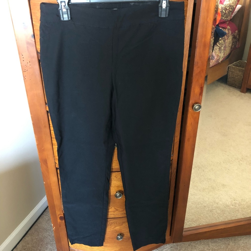 Black Pull-On Straight Dress Pants